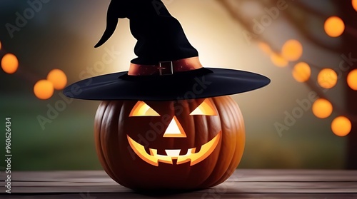 happy halloween halloween pumpkins halloween wreath witch wearing hat photo