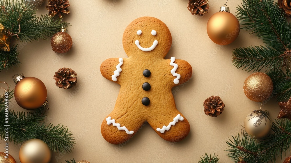 Gingerbread man cookie with Christmas decorations Gingerbread man cookie with Christmas decorations