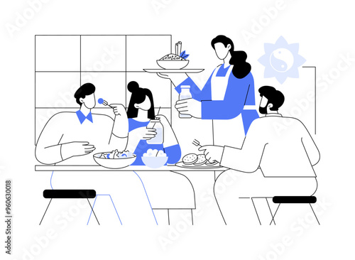 Serving healthy food isolated cartoon vector illustrations.