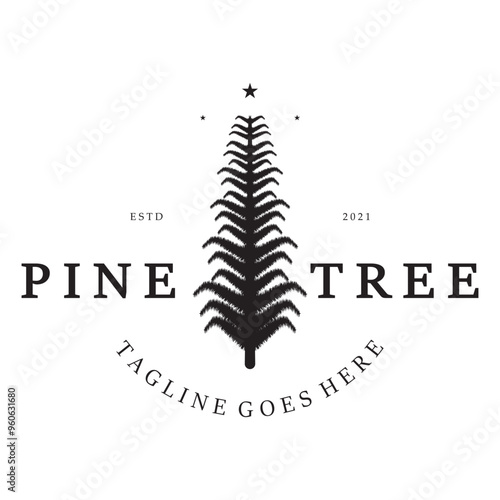 simple pine or fir tree logo,evergreen.for pine forest,adventurers,camping,nature,badges and business.vector