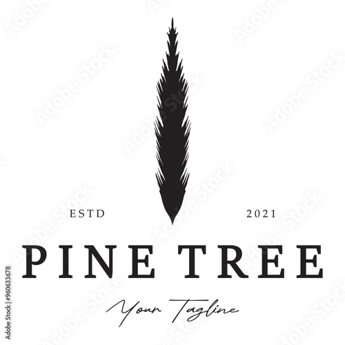simple pine or fir tree logo,evergreen.for pine forest,adventurers,camping,nature,badges and business.vector