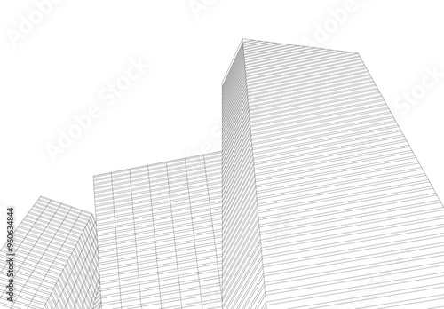 abstract city buildings vector drawing