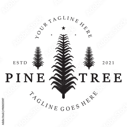 simple pine or fir tree logo,evergreen.for pine forest,adventurers,camping,nature,badges and business.vector