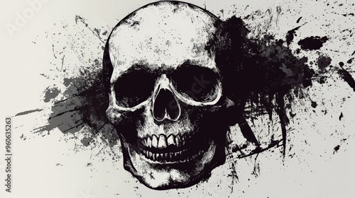 Skull vector with a grunge effect, edgy and dark, textured background