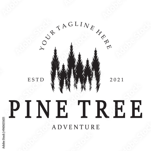 simple pine or fir tree logo,evergreen.for pine forest,adventurers,camping,nature,badges and business.vector