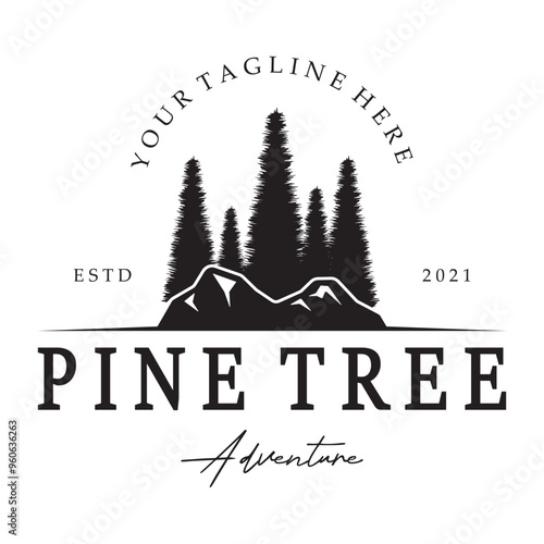 simple pine or fir tree logo,evergreen.for pine forest,adventurers,camping,nature,badges and business.vector