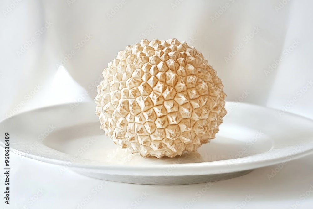 close-up of a white truffle on a clean, white plate, with a focus on its fine details and the delicate sheen of its surface. close-up of a white truffle on a clean, white plate, with a focus on its fine details and the delicate sheen of its surface.