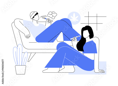 Vaping marijuana isolated cartoon vector illustrations.