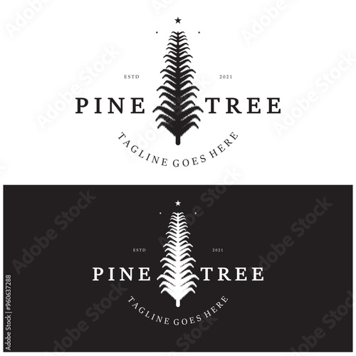simple pine or fir tree logo,evergreen.for pine forest,adventurers,camping,nature,badges and business.vector