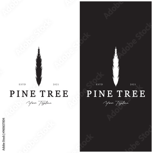 simple pine or fir tree logo,evergreen.for pine forest,adventurers,camping,nature,badges and business.vector