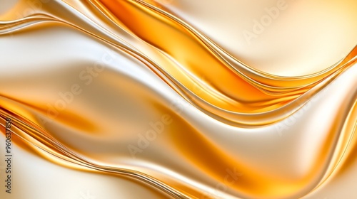 A luxurious abstract design featuring smooth, flowing golden textures, with intricate curves and reflective surfaces