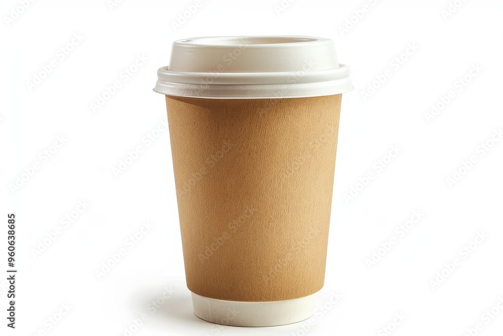 Takeaway drink in a white paper cup Takeaway drink in a white paper cup