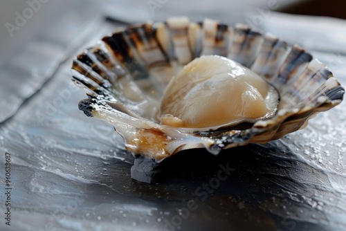 Tairagi sashimi a Japanese delicacy made from a Pacific pen shell called atrina pectinata photo