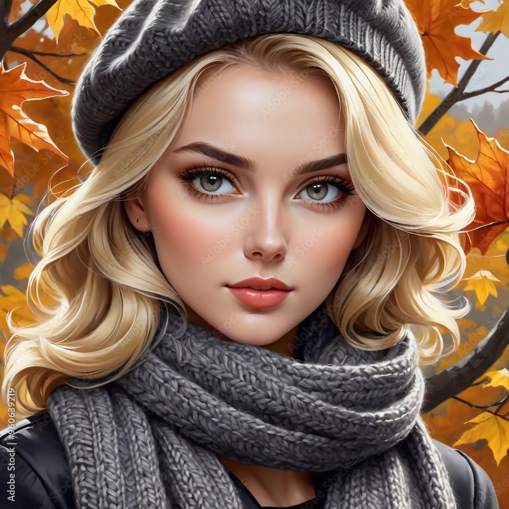 Junge blonde Frau im Herbst