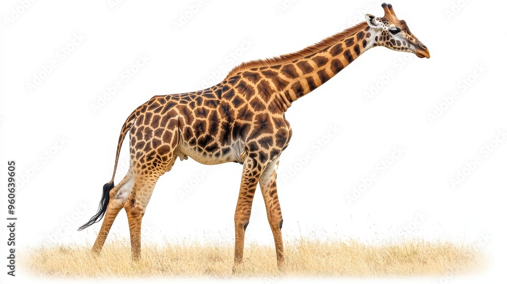 Obraz premium Giraffe isolated in a simple, clean design on a white background