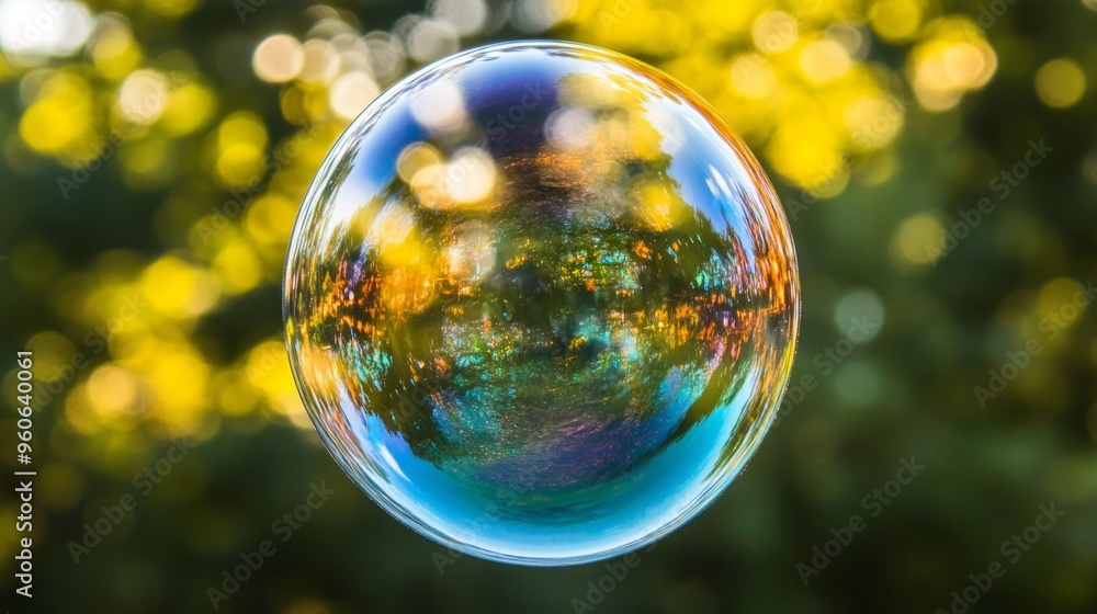 Soap Bubble Reflection, vibrant colors glimmering on a delicate surface, showcasing the interplay of light and tension, creating a mesmerizing visual spectacle. Soap Bubble Reflection, vibrant colors glimmering on a delicate surface, showcasing the interplay of light and tension, creating a mesmerizing visual spectacle.