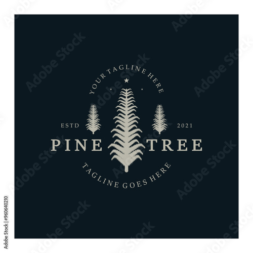 simple pine or fir tree logo,evergreen.for pine forest,adventurers,camping,nature,badges and business.vector