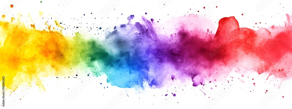 Fototapeta premium Watercolor splash color background vector illustration, white background, colorful splash, rainbow colors,