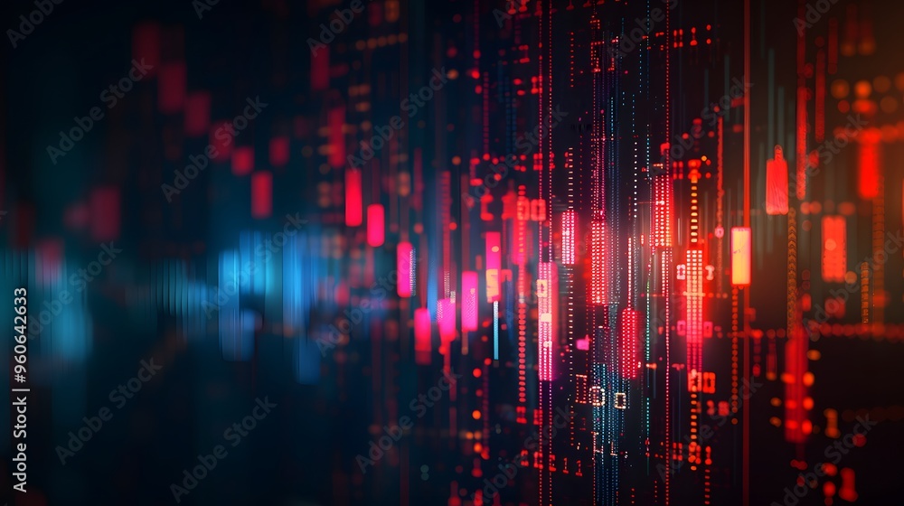 Advanced stock growth scenario with a futuristic approach and digital charts Advanced stock growth scenario with a futuristic approach and digital charts