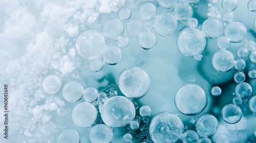 Wallpaper Mural Frozen Bubbles in Ice, showcasing delicate bubbles encased in crystalline layers of ice on a serene frozen lake, highlighting the beauty of winter's stillness and intricate formations Torontodigital.ca