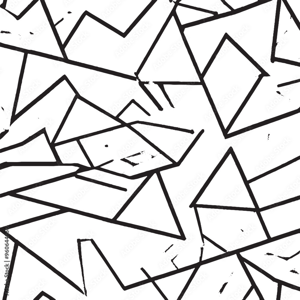 Fototapeta premium Monochrome Geometric Design: A vector illustration featuring a geometric pattern in shades of black and white. This abstract design showcases intricate shapes and lines, creating a visually striking