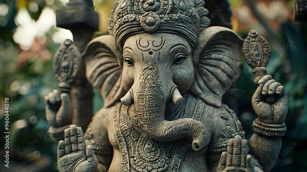 Ganesha Statue with Bokeh Background Ganesha Statue with Bokeh Background