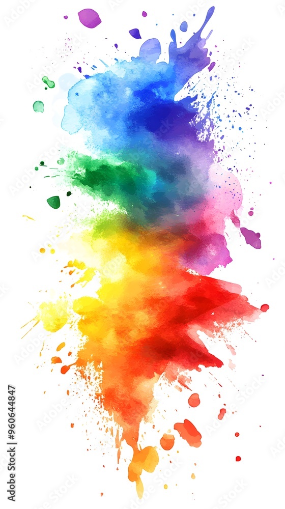 Fototapeta premium Watercolor splash color background vector illustration, white background, colorful splash, rainbow colors,