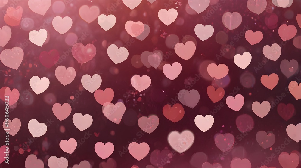 Pattern of multiple pink hearts floating on a soft gradient background with bokeh effect creating a charming and romantic design for Valentine’s Day themes and love-based projects. Pattern of multiple pink hearts floating on a soft gradient background with bokeh effect creating a charming and romantic design for Valentine’s Day themes and love-based projects.
