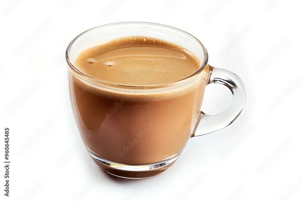 White background with coffee in glass cup White background with coffee in glass cup