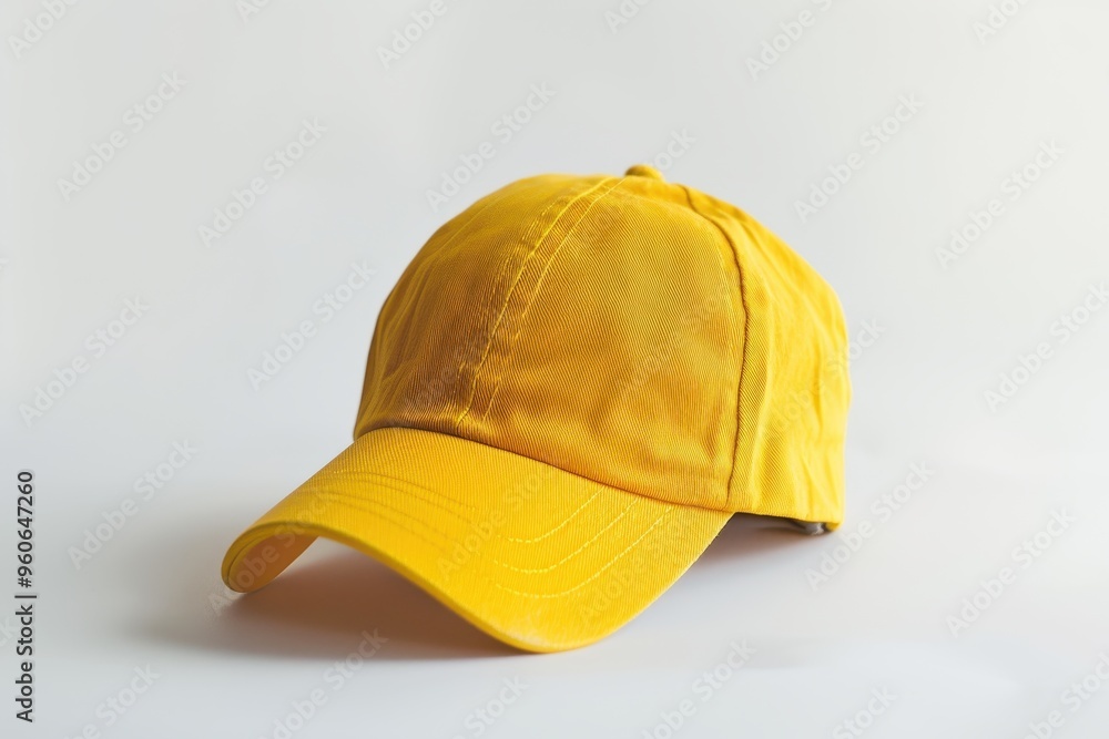 Fototapeta premium Yellow hat on white background