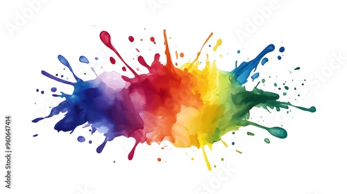 Watercolor splash color background vector illustration, white background, colorful splash, rainbow colors,