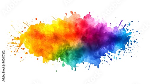 Watercolor splash color background vector illustration, white background, colorful splash, rainbow colors,
