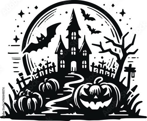 Monochrome Cosmonaut Halloween Logo Icon For Emblems, Badges And Levels Vector Illustration