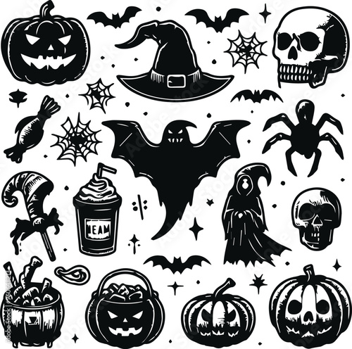 Monochrome Cosmonaut Halloween Logo Icon For Emblems, Badges And Levels Vector Illustration