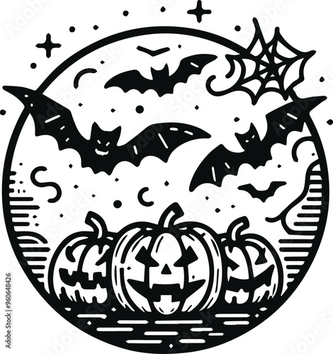 Monochrome Cosmonaut Halloween Logo Icon For Emblems, Badges And Levels Vector Illustration
