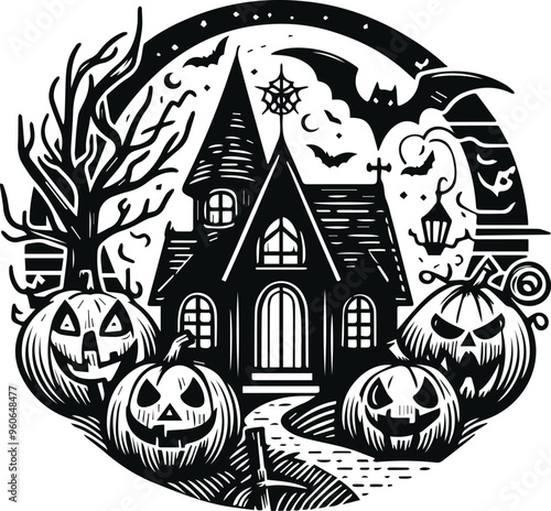 Monochrome Cosmonaut Halloween Logo Icon For Emblems, Badges And Levels Vector Illustration