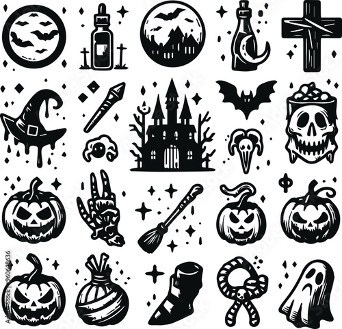 Monochrome Cosmonaut Halloween Logo Icon For Emblems, Badges And Levels Vector Illustration