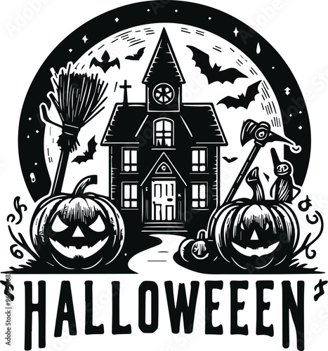 Monochrome Cosmonaut Halloween Logo Icon For Emblems, Badges And Levels Vector Illustration
