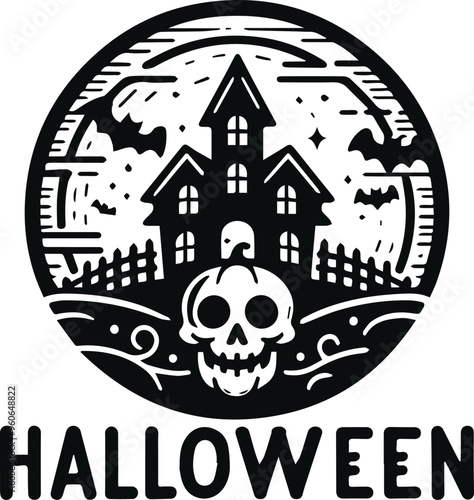 Monochrome Cosmonaut Halloween Logo Icon For Emblems, Badges And Levels Vector Illustration