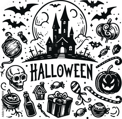 Monochrome Cosmonaut Halloween Logo Icon For Emblems, Badges And Levels Vector Illustration