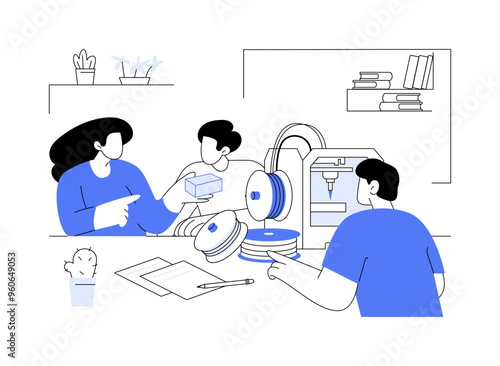 3D printing isolated cartoon vector illustrations.