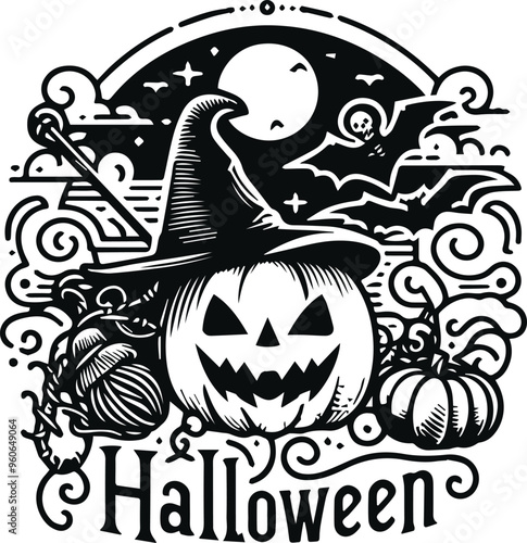 Monochrome Cosmonaut Halloween Logo Icon For Emblems, Badges And Levels Vector Illustration