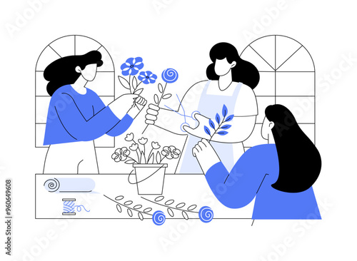 Flower arranging isolated cartoon vector illustrations.