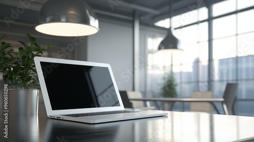 Wallpaper Mural white laptop on a sleek desk in a modern office Torontodigital.ca