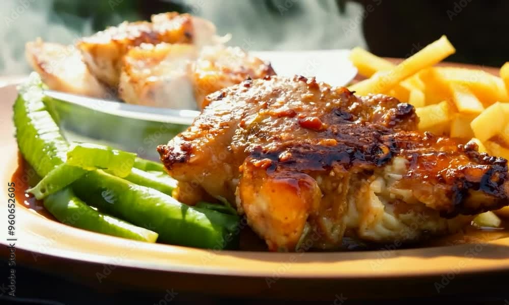 Grilled Chicken with Vegetables on Plate