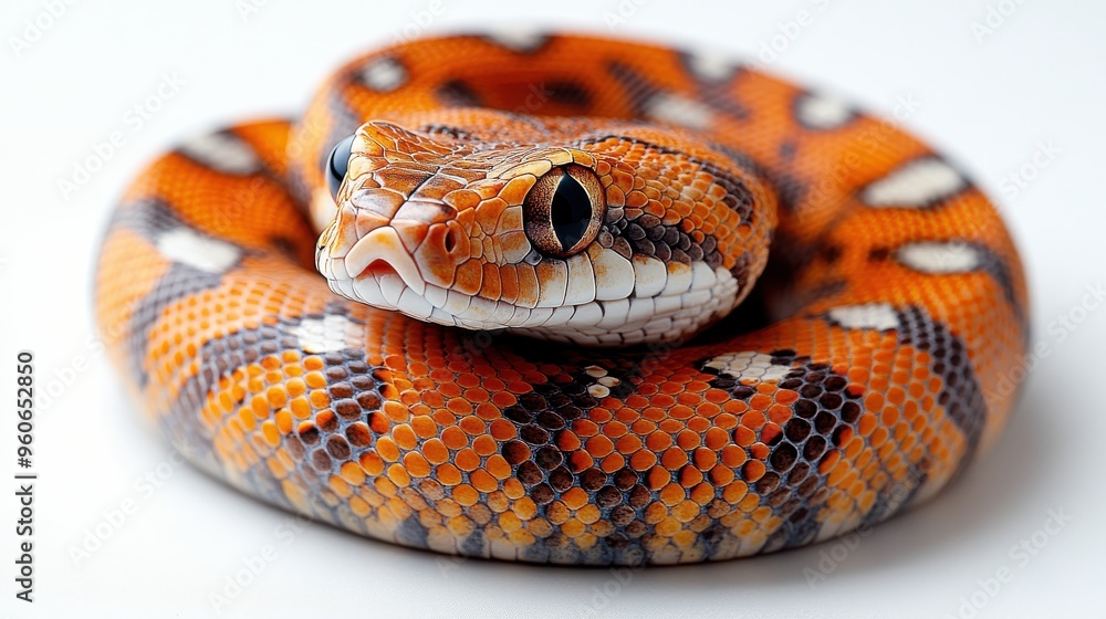 Serpent coiled on a white background Serpent coiled on a white background