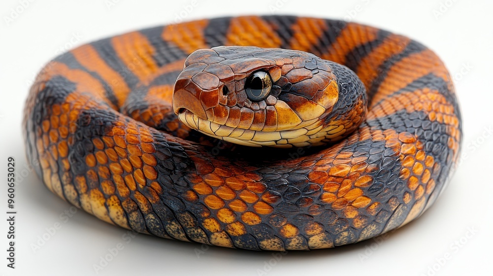 Obraz premium Serpent slithering on white background