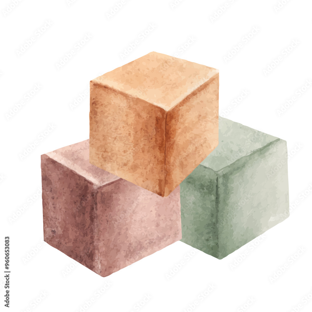 Eco baby toys. Composition of Wooden cubes. Watercolor hand drawn illustration isolated. Clip art for kids products, shop advertisement, cards for baby shower or newborn greeting. Eco baby toys. Composition of Wooden cubes. Watercolor hand drawn illustration isolated. Clip art for kids products, shop advertisement, cards for baby shower or newborn greeting.