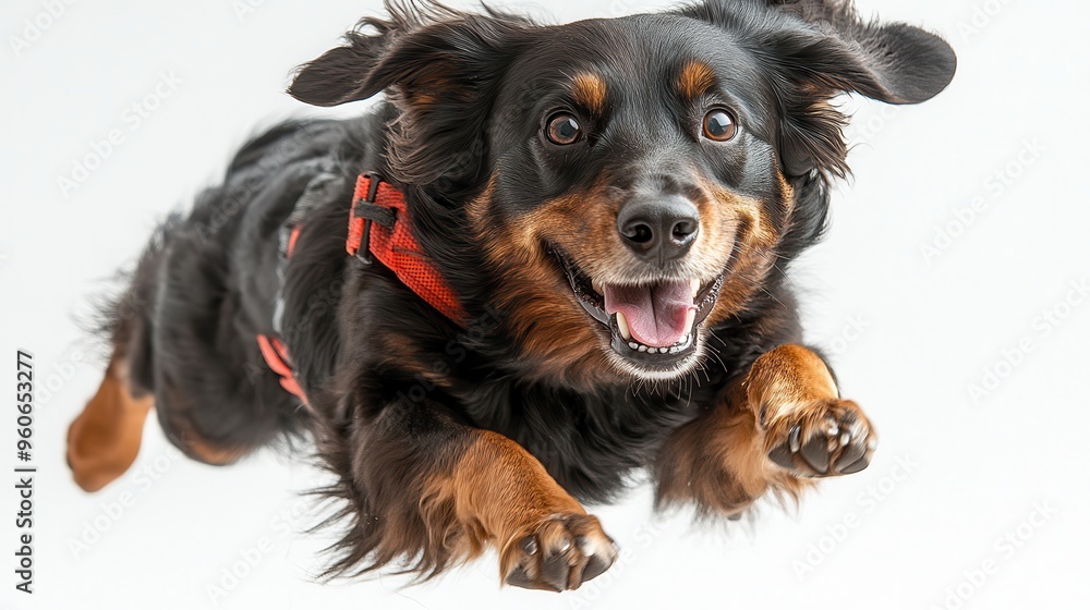 Service animal in action on a white background Service animal in action on a white background