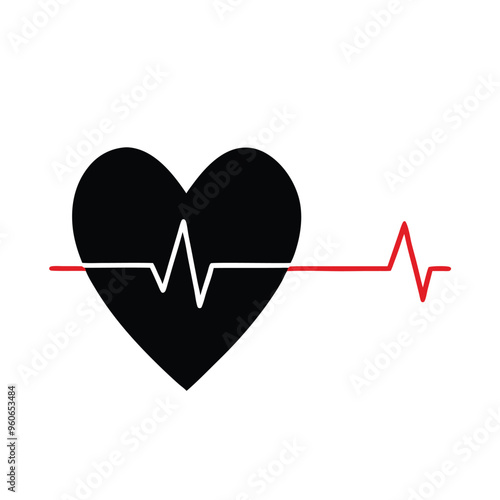 a Line rate heartbeat vector , isolated white background, 